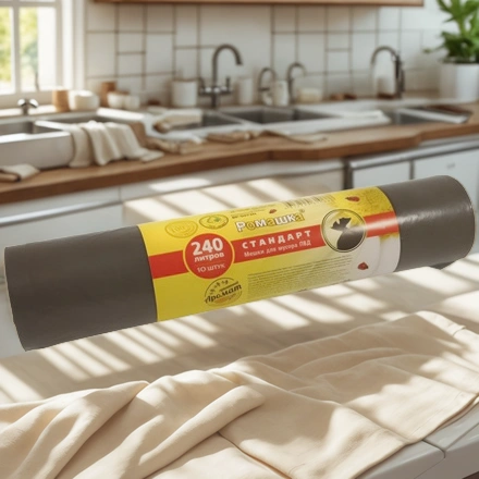 Мешок д/мусора ПВД 240 л (10 шт.) рулон СТАНДАРТ Ромашка (1/18 шт.) ВР-0073Н — интерьер, вид №1