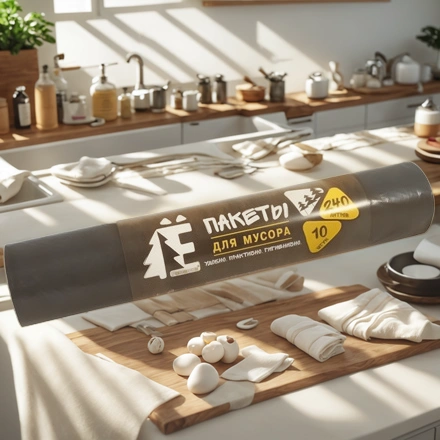 Мешок д/мусора ПВД 240 л (10 шт.) рулон Ё-РОМАШКА (1/28 шт.) ЕЛР-ВР-240-10/28/Ч — интерьер, вид №1