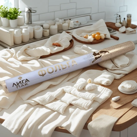 Фольга алюминиевая  (9 мкм) стандарт 440 мм х  6 м ЛигаПак в пленке (1/24 шт.) — интерьер, вид №1