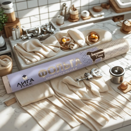 Фольга алюминиевая (11 мкм) универсал 290 мм х  6 м ЛигаПак в пленке (1/30 шт.) — интерьер, вид №1