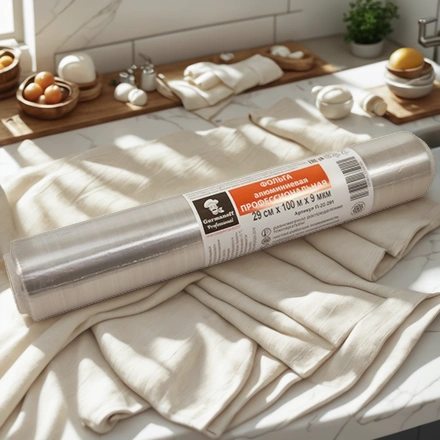 Фольга алюминиевая  (9 мкм) стандарт 290 мм х100 м Gurmanoff PRO (1/12 шт.) 22-291 — интерьер, вид №1