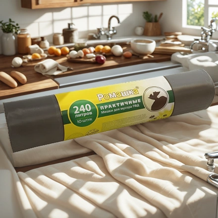 Мешок д/мусора ПВД 240 л (10 шт.) рулон Ромашка ПРАКТИЧНЫЕ (1/12 шт.) ВР-0071Н — интерьер, вид №1