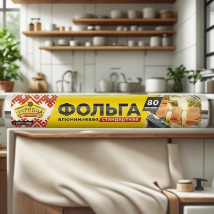 Фольга алюминиевая  (9 мкм) стандарт 290 мм х 80 м Горница (1/12 шт.) 209-077 — интерьер, вид №1