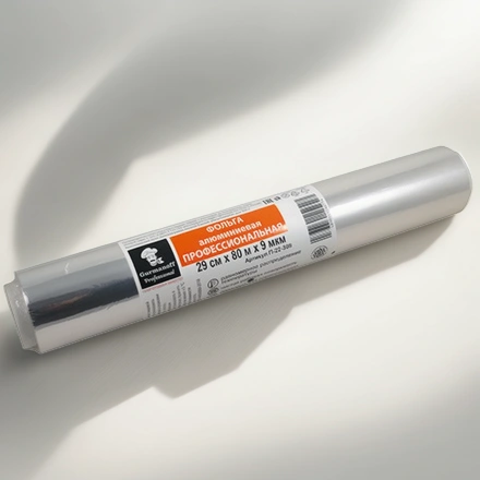 Фольга алюминиевая  (9 мкм) стандарт 290 мм х 80 м Gurmanoff PRO (1/12 шт.) 22-308 — инфографика, вид №1