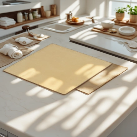 Подносы квадрат (1,5 мм) 300х300 золото/белый (50/100 шт.) — интерьер, вид №1