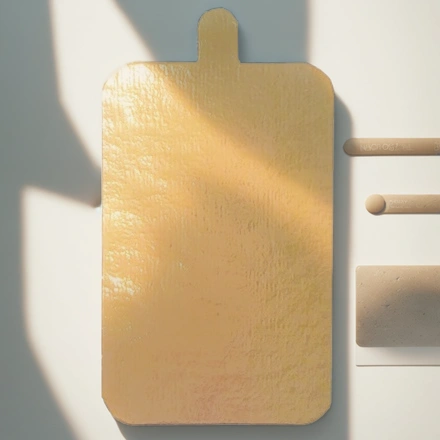 Подложка с держателем прямоугольник (0,8 мм) 100х65 мм золото (100/5000 шт.) — инфографика, вид №1