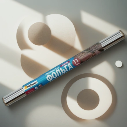 Фольга алюминиевая (11 мкм) универсал 440 мм х 10 м Paterra в пленке (1/32 шт.) 209-028 — инфографика, вид №1