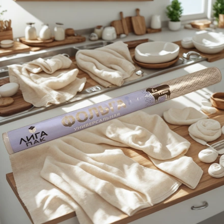 Фольга алюминиевая (11 мкм) универсал 440 мм х  6 м ЛигаПак в пленке (1/24 шт.) — интерьер, вид №1