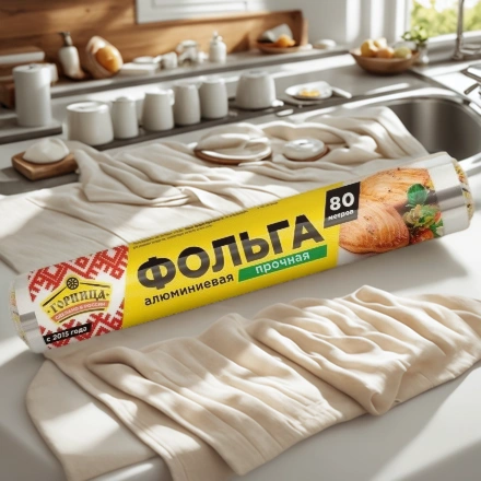 Фольга алюминиевая (11 мкм) универсал 290 мм х 80 м Горница (1/12 шт.) 209-033 — интерьер, вид №1