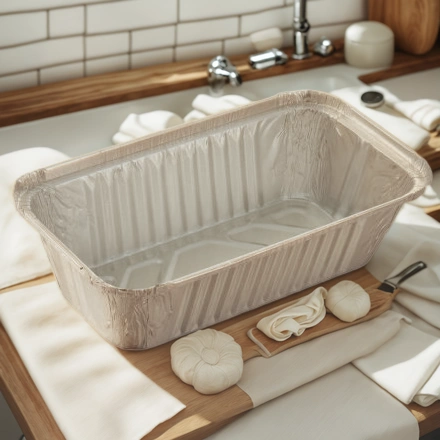 402-729 к 402-728 Форма алюм.прямоуг. L-край (201х118/159х84 мм, h-45 мм, V-685 мл) (50/900 шт.) — интерьер, вид №1