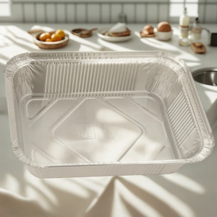 402-799 к 410-023 Форма алюм.прямоуг.L-край (262х189/215х145 мм, h-55мм, V-1900 мл) (50/500шт.) — интерьер, вид №1