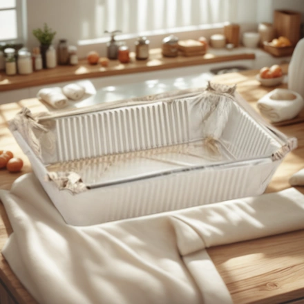 402-772 к 410-005 Форма алюм.прямоуг.L-край (219х127/187х95 мм, h-33 мм, V-620 мл) (50/600 шт.) — интерьер, вид №1