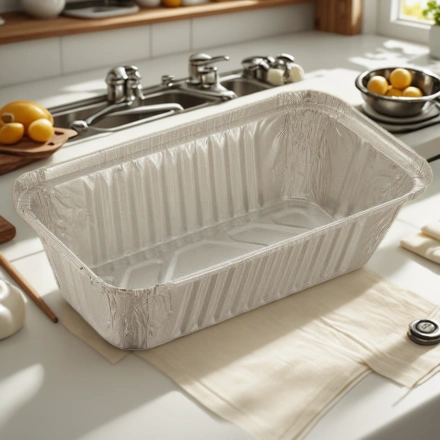 402-713 к 402-677 Форма алюм.прямоуг.L-край (217х113/181х77 мм, h-53 мм, V-865 мл) (50/600 шт.) — интерьер, вид №1