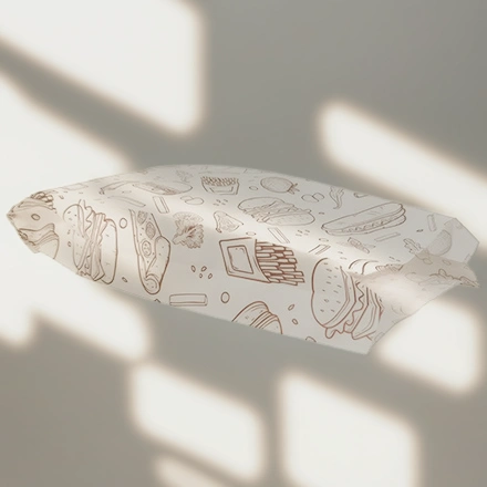 Пакет бумажный 210х110+40 белый с печатью Фаст фуд Влагостойкий (100/5000 шт.) — инфографика, вид №1