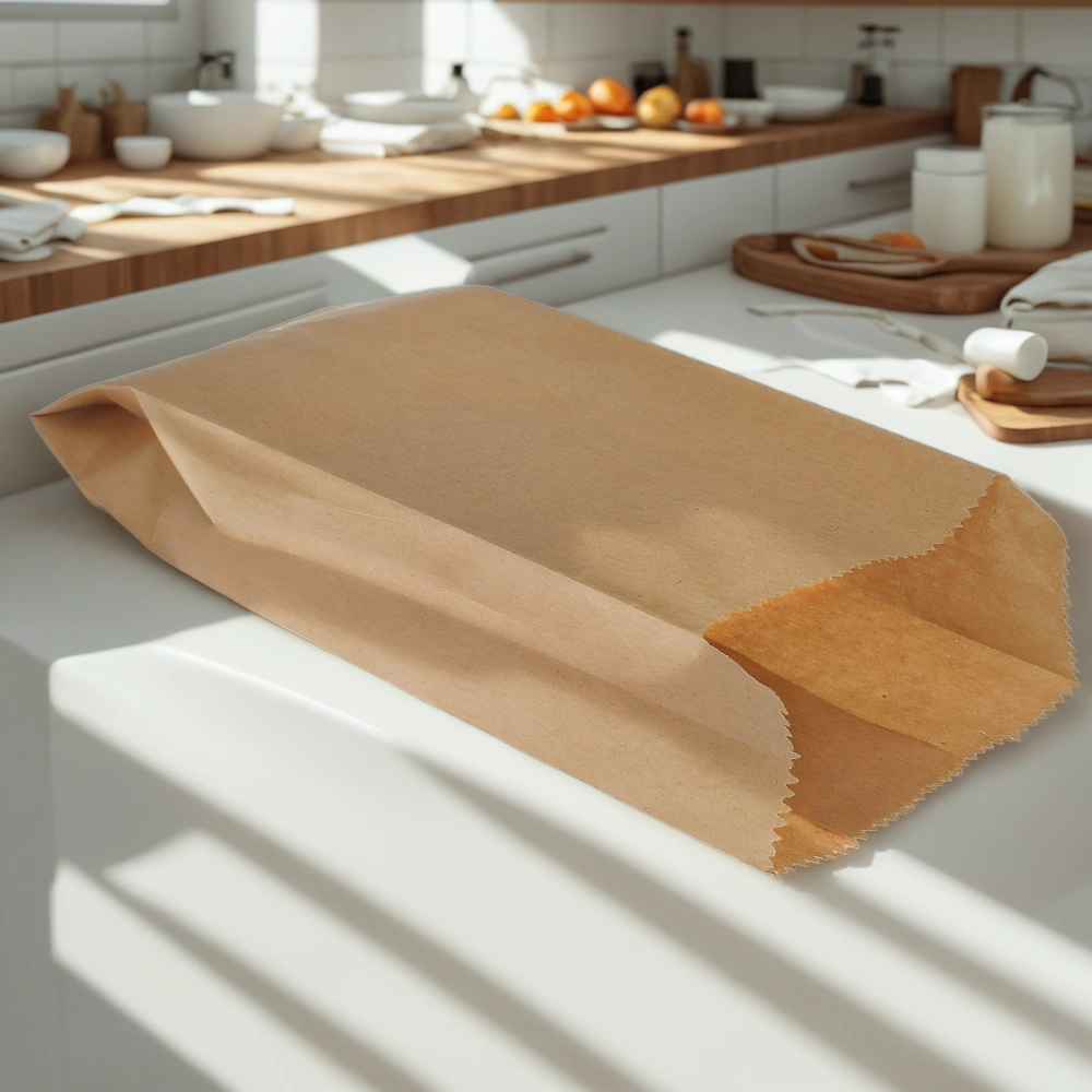 Пакет бумажный 210х 90+40 КРАФТ (100/1500 шт.) — интерьер, вид №1