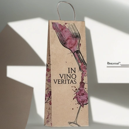 Пакет бумажный с кручеными ручками 150х80х390 крафт 80 г с печатью Истина в Вине (25/150 шт.) — инфографика, вид №1