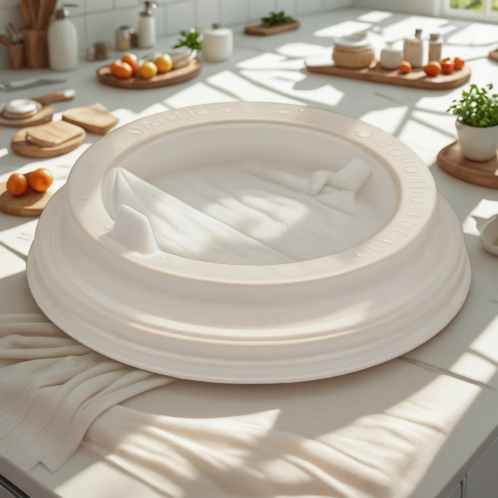 Крышка для стакана (d-80 мм) закрытый питейник БЕЛАЯ глянец УК-80К Каштан (100/2000 шт.) — интерьер, вид №1