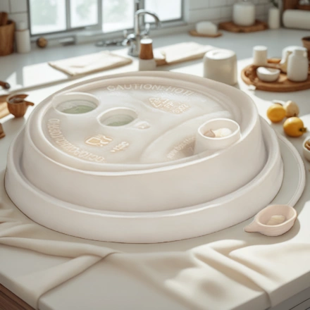 Крышка для стакана (d-80 мм) с питейником белая МАТОВАЯ ВЗЛП (50/1000 шт.) 3002м/б — интерьер, вид №1