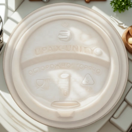 Крышка для стакана (d-80 мм) закрытый питейник БЕЛАЯ UpaxUnity (50/2000 шт.) — интерьер, вид №1