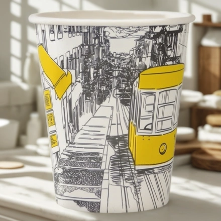 Стакан ГН 250 мл (d-80 мм) бумажный Города (50/1000 шт.) ViRiDo — интерьер, вид №1