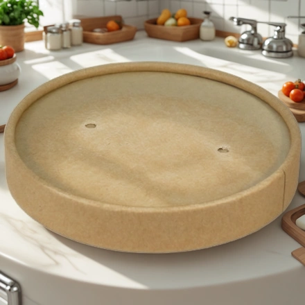 Round Bowl (d-100) КРЫШКА картонная КРАФТ kraft lid (600 шт.) OSQ — интерьер, вид №1