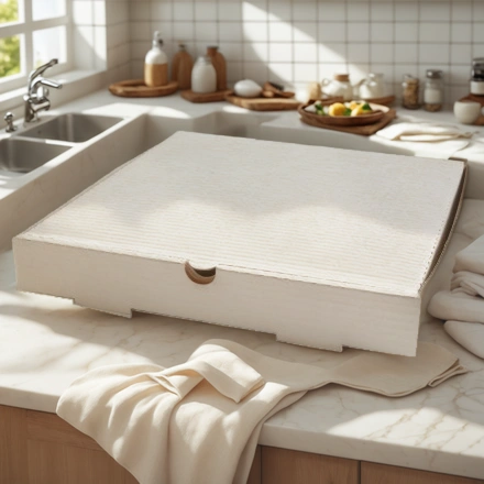 Коробка для пиццы 450х450х40 белая (50 шт.) Т23 — интерьер, вид №1