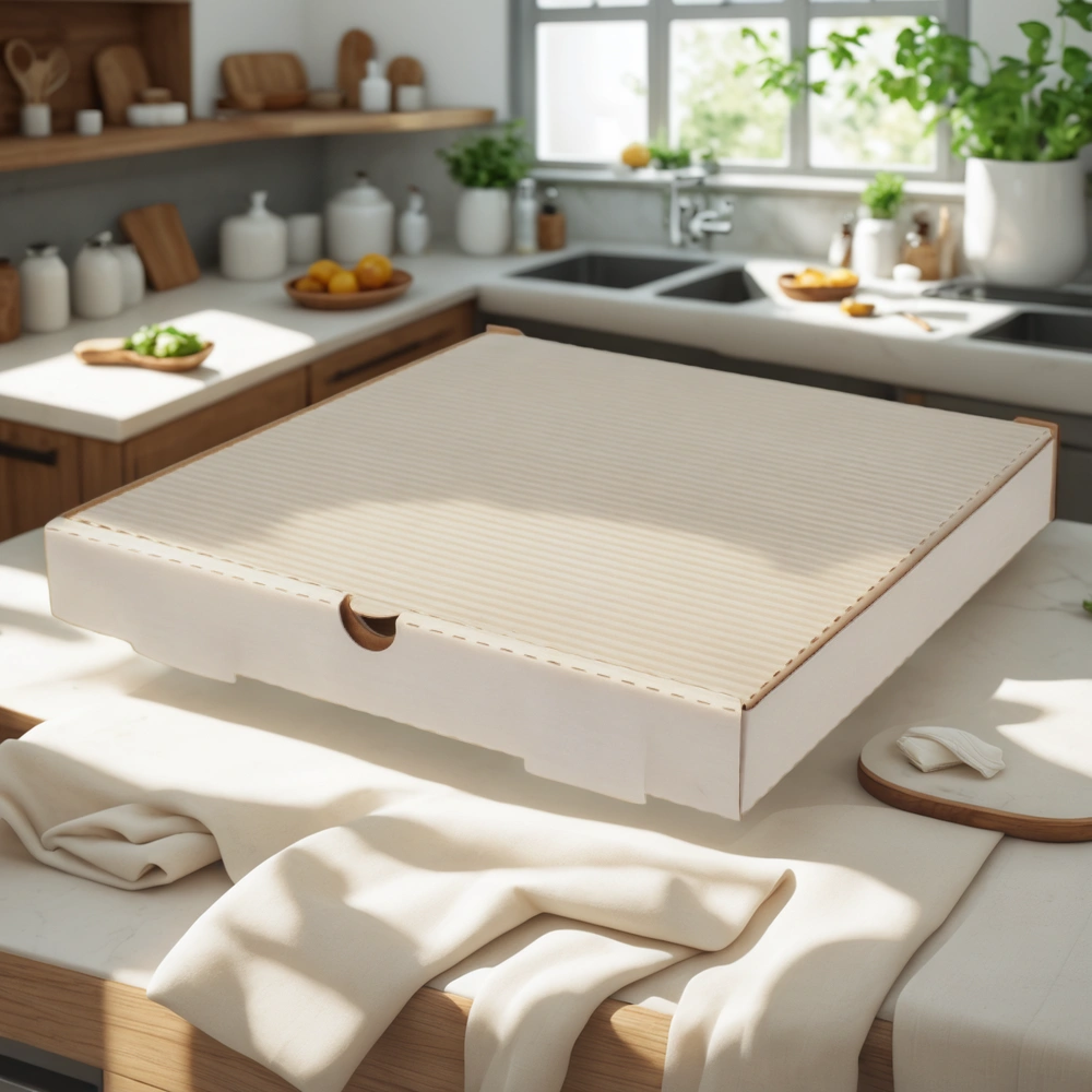 Коробка для пиццы 400х400х40 белая (50 шт.) Т23 — интерьер, вид №1