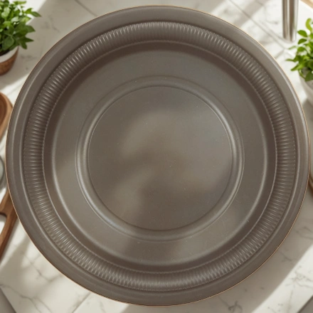 Тарелка биоразлагаемая d-180 черная (кукурузный крахмал) (50/500 шт.) Ч01 — интерьер, вид №1