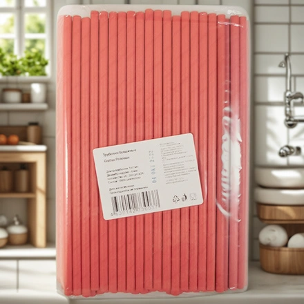 Трубочки бумажные (6х197мм) розовые (200 шт.) Gratias (1/40 упак.) АКЦИЯ — интерьер, вид №1