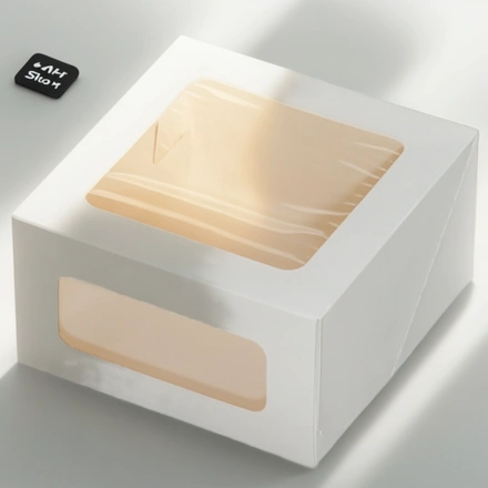 Короб для торта CAKE II Window White 180х180х100 мм ForGenika (15/135 шт) — инфографика, вид №1