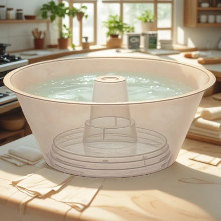 Снек-тарелка (на стаканы 80/90мм+бутылкуПЭТ) прозрачная с отверст.под трубочку ВЗЛП (168 шт.) 1039п — интерьер, вид №1