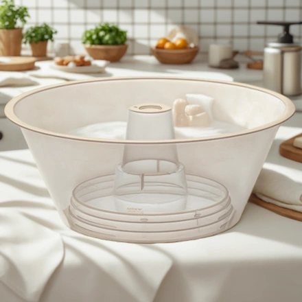 Снек-тарелка (на стаканы 80/90мм+бутылкуПЭТ) прозрачная с отверст.под трубочку Перинт (192 шт.) — интерьер, вид №1