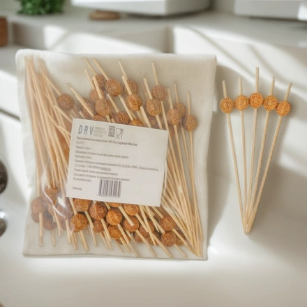 Пики деревянные Бусина ЭКО 120 мм (100 шт.) (1/100 шт.) — интерьер, вид №1