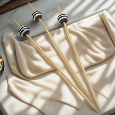 Пики деревянные Бусина черно-белая 120 мм (100 шт.) (1/40 шт.) — интерьер, вид №1