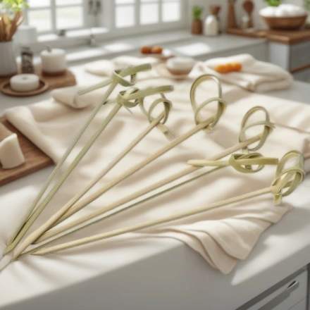 Пики бамбуковые Завитки/Узелки  90 мм (100 шт.) (1/40 шт.) — интерьер, вид №1