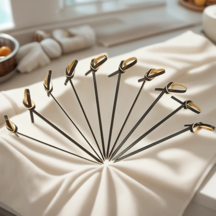 Пики бамбуковые Завитки/Узелки ЧЕРНЫЕ 100 мм (100 шт.) (1/40 шт.) — интерьер, вид №1