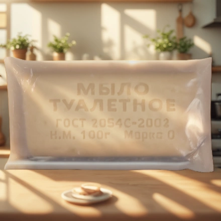 Мыло туалетное 100 г Ординарное Мылоленд ПРОЗРАЧНАЯ упаковка (1/90 шт.) — интерьер, вид №1