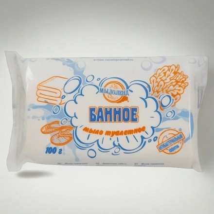 Мыло туалетное 100 г Банное Мылоленд цветная упаковка (1/90 шт.) — инфографика, вид №1