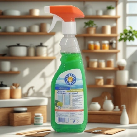 Средство моющее для стекол 0,5 л с нашатыр.спиртом Выгодная уборка ЗЕЛЕНАЯ БУТЫЛКА (1/20 шт.) 2517 — интерьер, вид №1