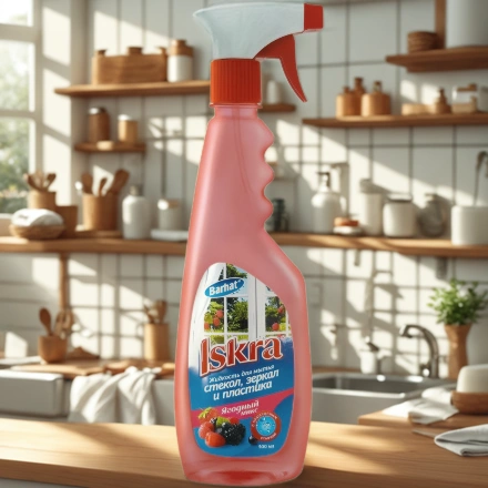 Средство моющее для стекол 0,5 л Искра Бархат Ягодный микс (1/15 шт.) арт. I116 — интерьер, вид №1