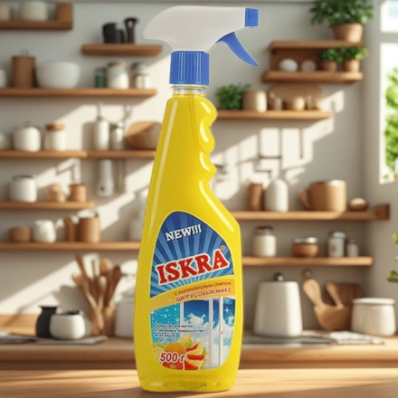 Средство моющее для стекол 0,5 л Искра Бархат Цитрусовый микс (1/15 шт.) арт. I111 — интерьер, вид №1