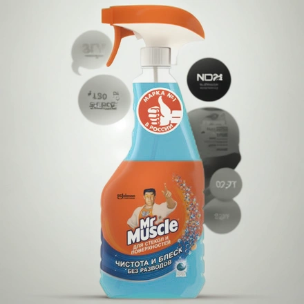 Средство моющее для стекол 0,5 л Mr.Muscle  (1/12 шт.) — инфографика, вид №1