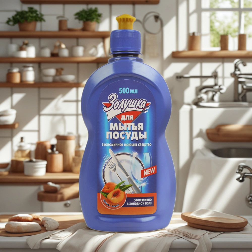 Средство моющее для посуды 0,5 л Золушка Персик АМС-Медиа (1/18 шт.) М01-8 — интерьер, вид №1