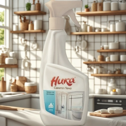 Средство для сантехники 0,5 кг «Ника-Санита пена» с курком (1/15 шт.) — интерьер, вид №1