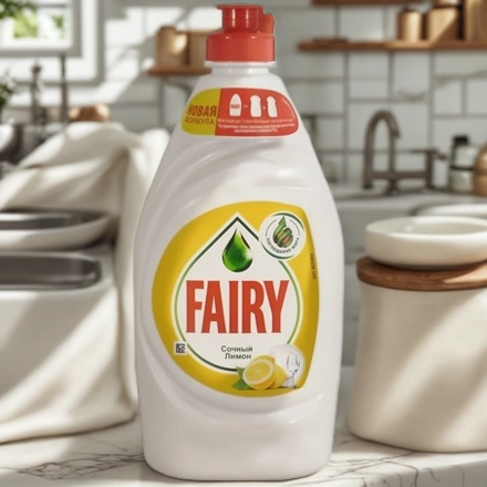Средство моющее для посуды 0,45 л Фэйри Сочный лимон (1/21 шт.) — интерьер, вид №1