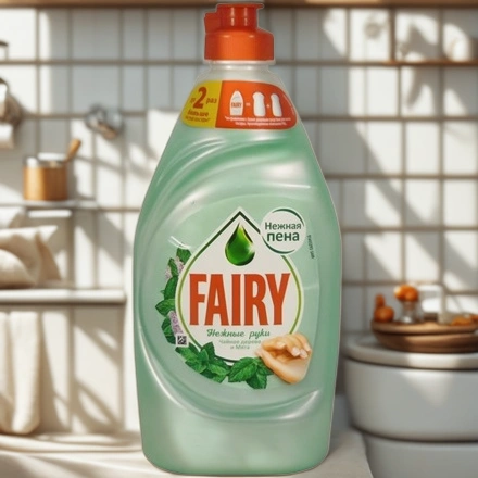 Средство моющее для посуды 0,45 л Фэйри Нежные руки. Чайное дерево и мята (1/21 шт.) — интерьер, вид №1