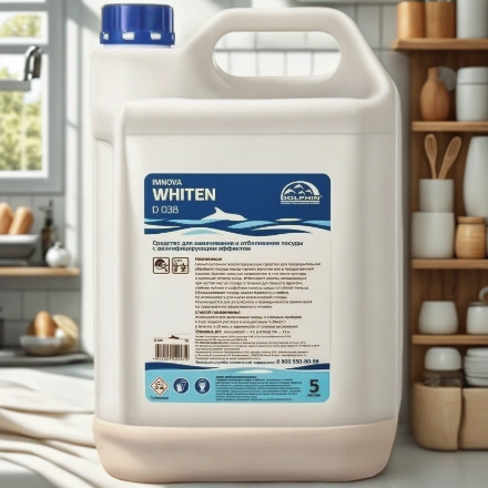 Средство моющее для замачивания и отбеливания посуды 5,0 л Dolphin Imnova Whiten (1/3 шт.) D 038 — интерьер, вид №1