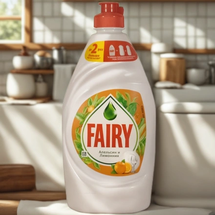 Средство моющее для посуды 0,45 л Фэйри Апельсин и лимонник (1/21 шт.) — интерьер, вид №1