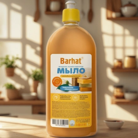 Мыло жидкое 1,0 л хозяйственное Бархат Выгодное антибактериальное (1/12 шт.) БМ 611 — интерьер, вид №1