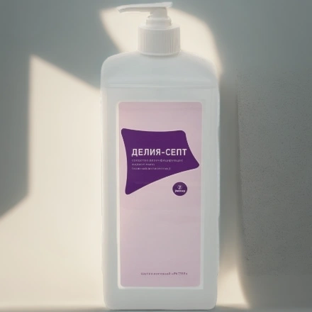 Мыло жидкое 1,0 л антибак. бальзам Делия-Септ с дозатором (1/10 шт.) ЧестныйЗнак — инфографика, вид №1